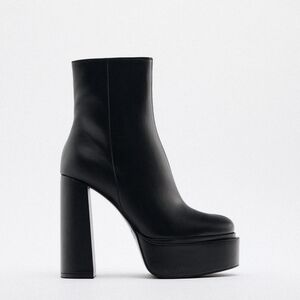 Zara Platform Ankle Boots black 9